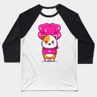 Cute cat with love balloon cartoon Baseball T-Shirt